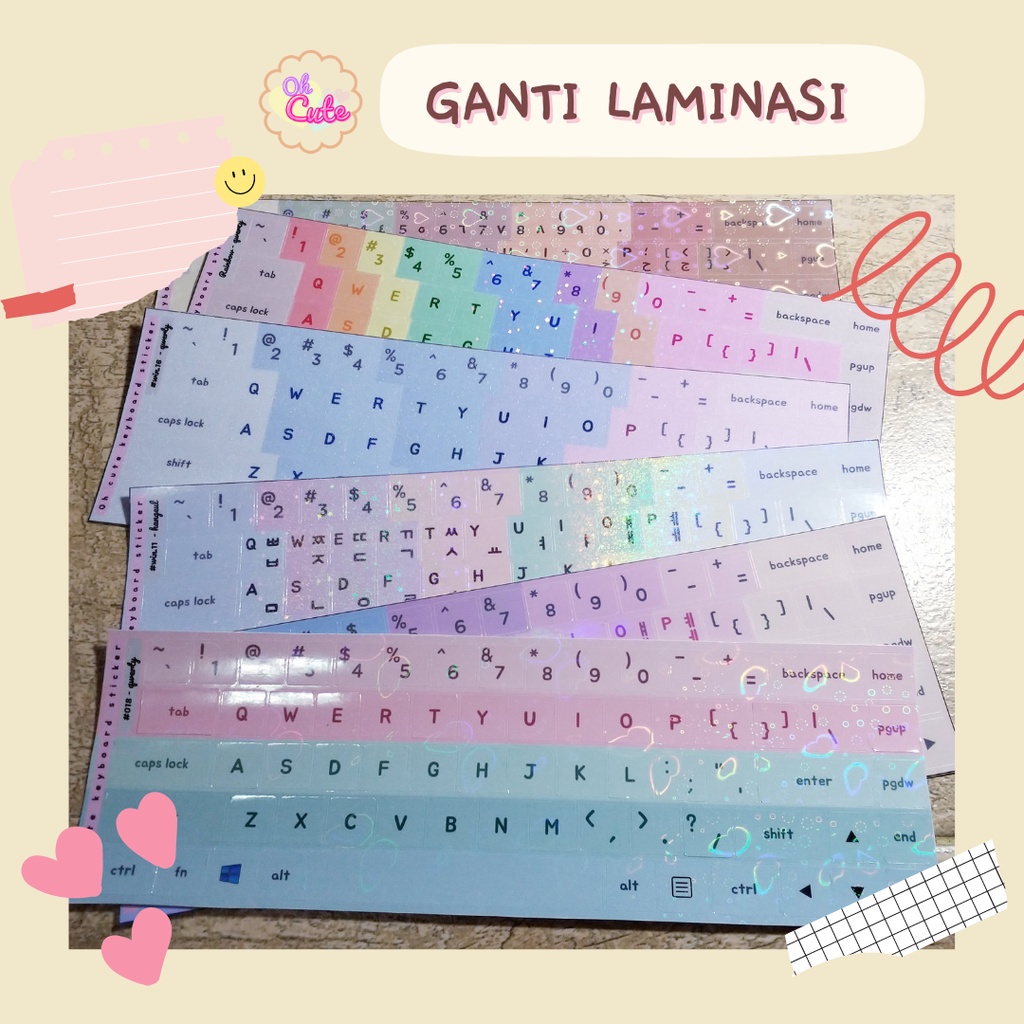 

Aesthetic Laminated Keyboard Sticker for Windows - Oh Cute Stiker