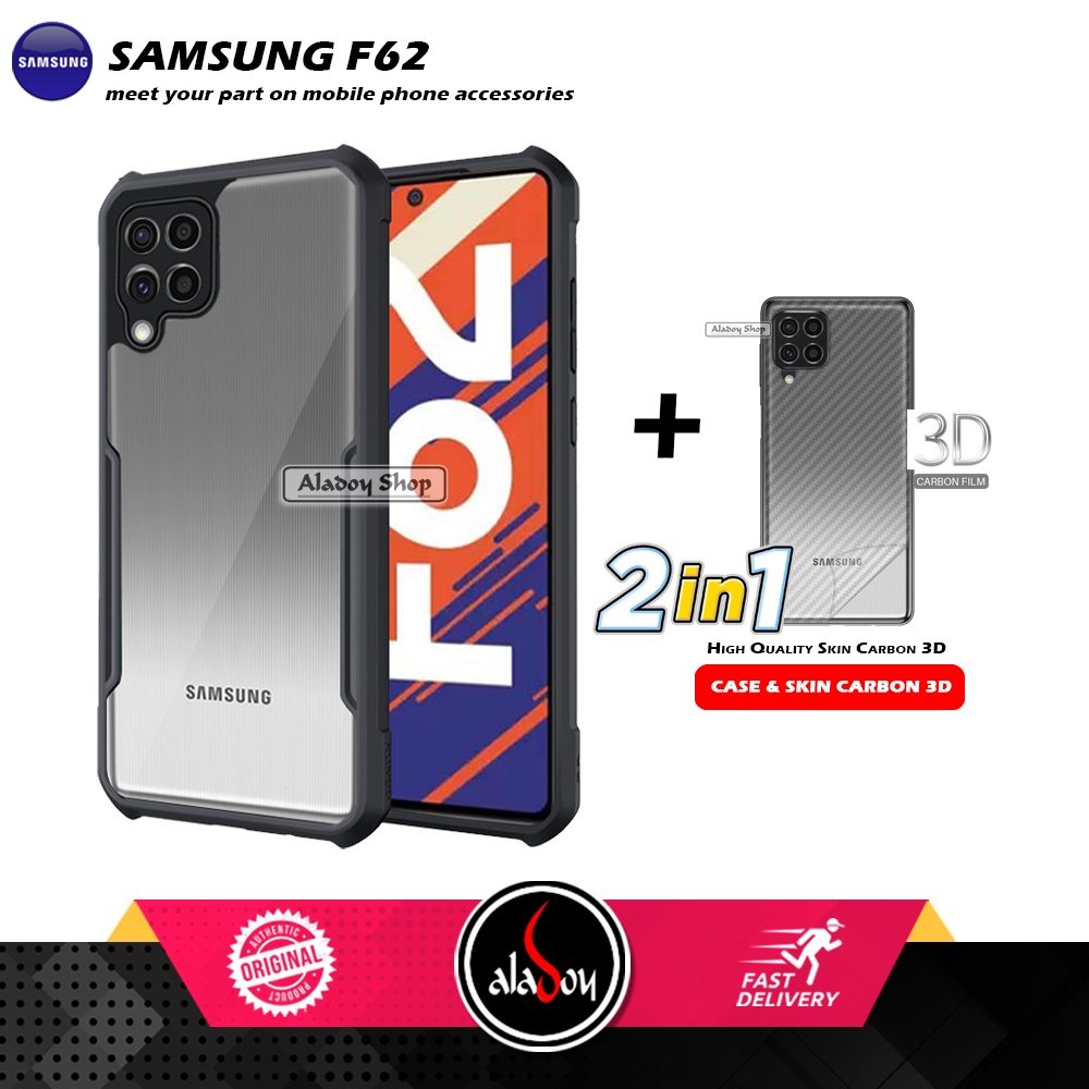 Case Samsung F62 Armor Fusion Transparent Casing Free Skin Carbon 3D