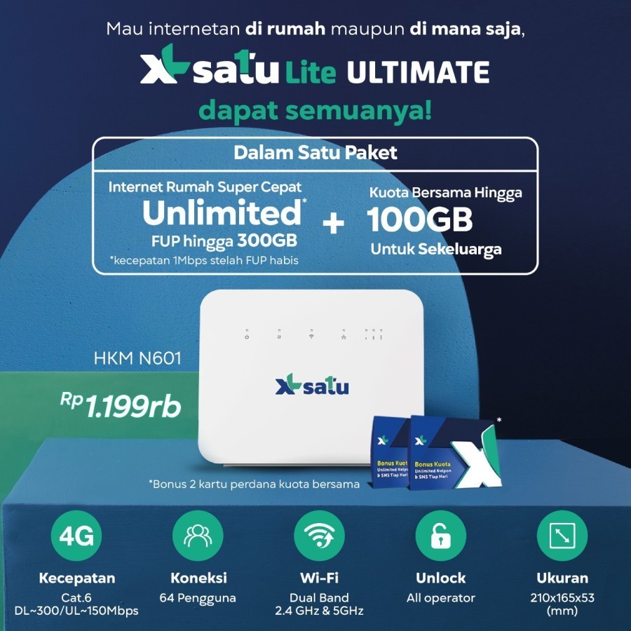 HKM N601 Modem Wifi 4G XL Satu Lite Ultimate Free XL - Unlock