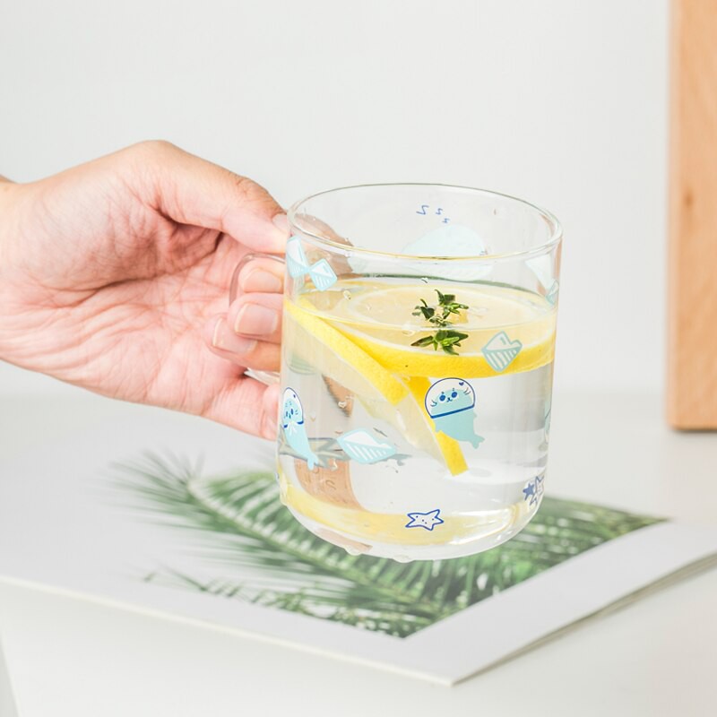 Cute Penguin Glass Coffee Mug 420ml Cartoon Bear Tea Mug Seal Tea Cup Heat Resistant Glass Beer