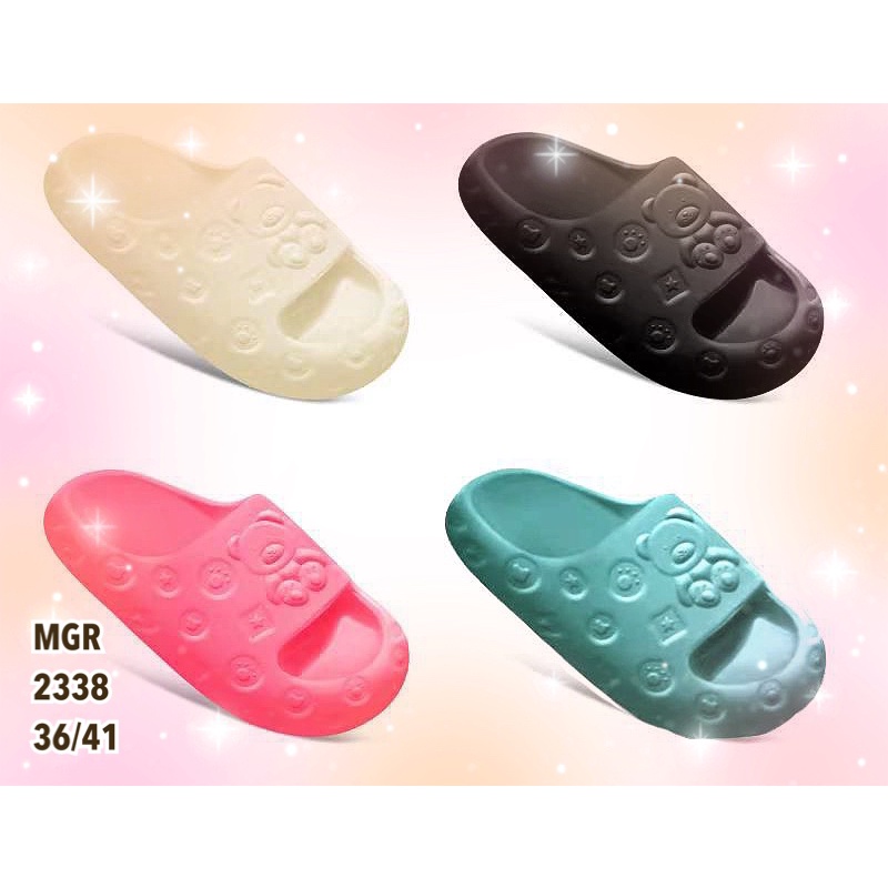 [BEST SELLER]Sandal Eva Rubber Selop Wanita Fuji Tebal Empuk Halus Super Ringan Korea Bear Beruang Lucu Imut MGR Mokaya Balance (2338)/Size 36-41