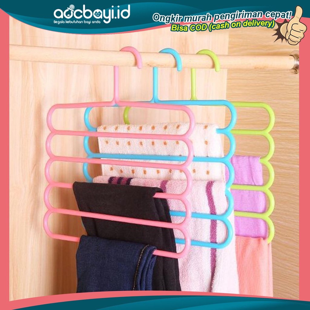 ☀ACCBAYI☀ ACC0029 Hanger Gantungan Pakaian 5 in 1 Gantungan Multifungsi Scarf Tingkat Handuk Jemuran