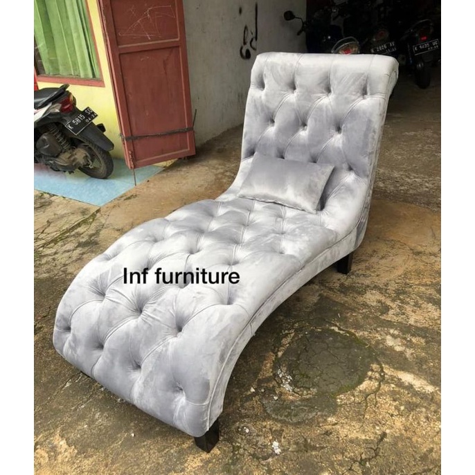 sofa santai sofa lounjer bludru premium