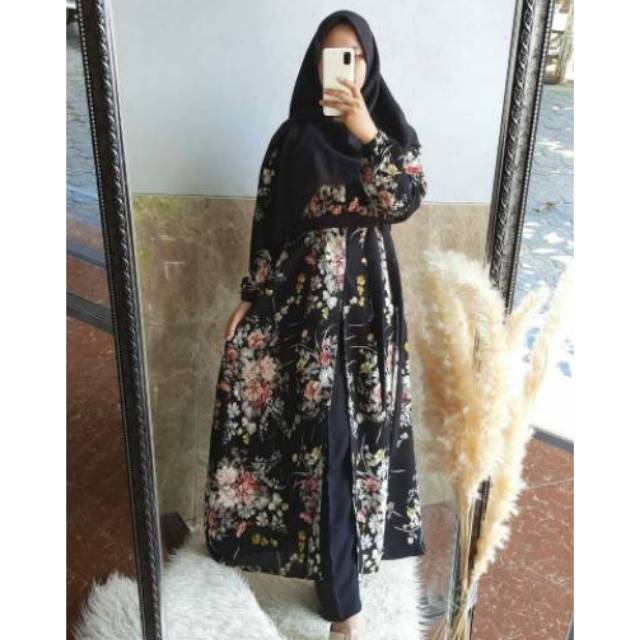 ~KY~ Setelan Long Tunik Motif/Set Celana Tunic/Setelan Long Tunic