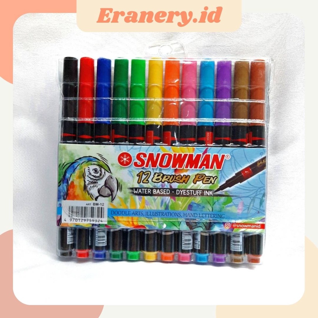 SNOWMAN BRUSH PEN ISI 12 / SET BRUSHPEN SNOWMAN