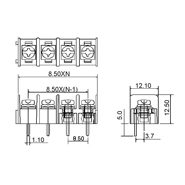 Terminal Block PCB KF-8500-4P 4Pin 8.5mm Pitch Connector Screw 4 Pin