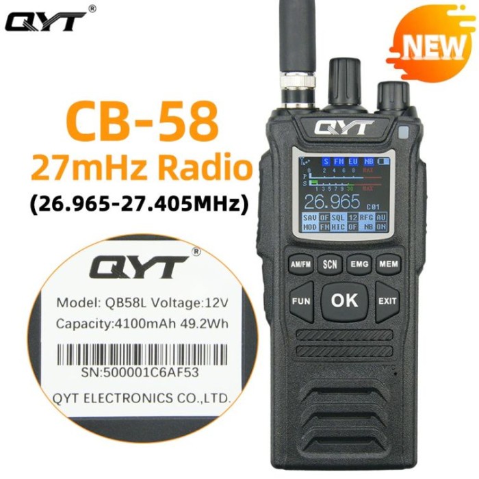 QYT CB-58 AM FM 27MHz HT CB Handheld Radio Walkie Talkie CB58 QB58L
