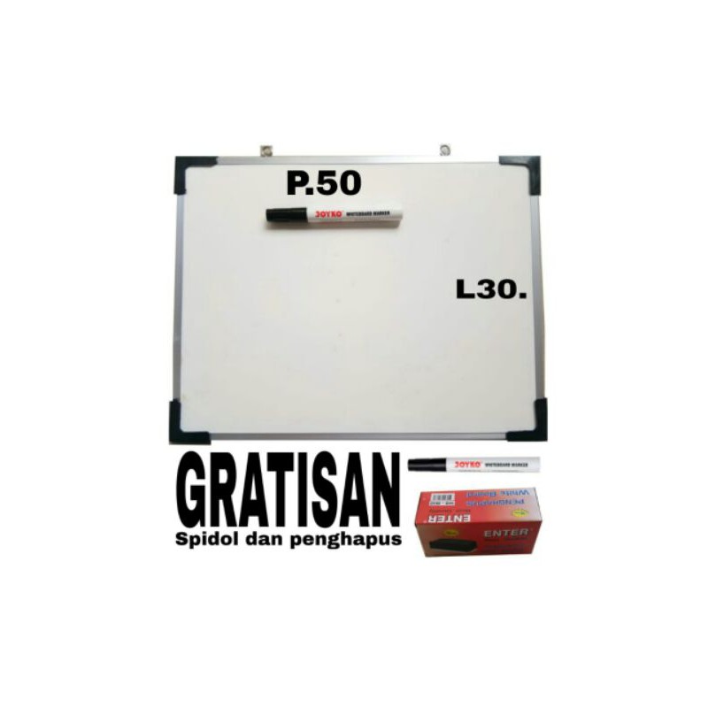 

whiteboard size 50x30 papantulis putih