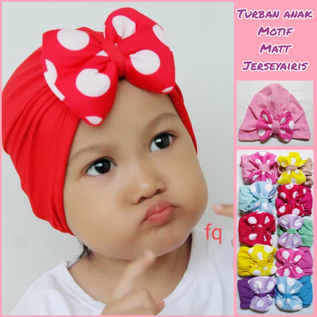 Turban Anak Pita Motif Polkadot Buterfly//Turban Bayi 0-1th