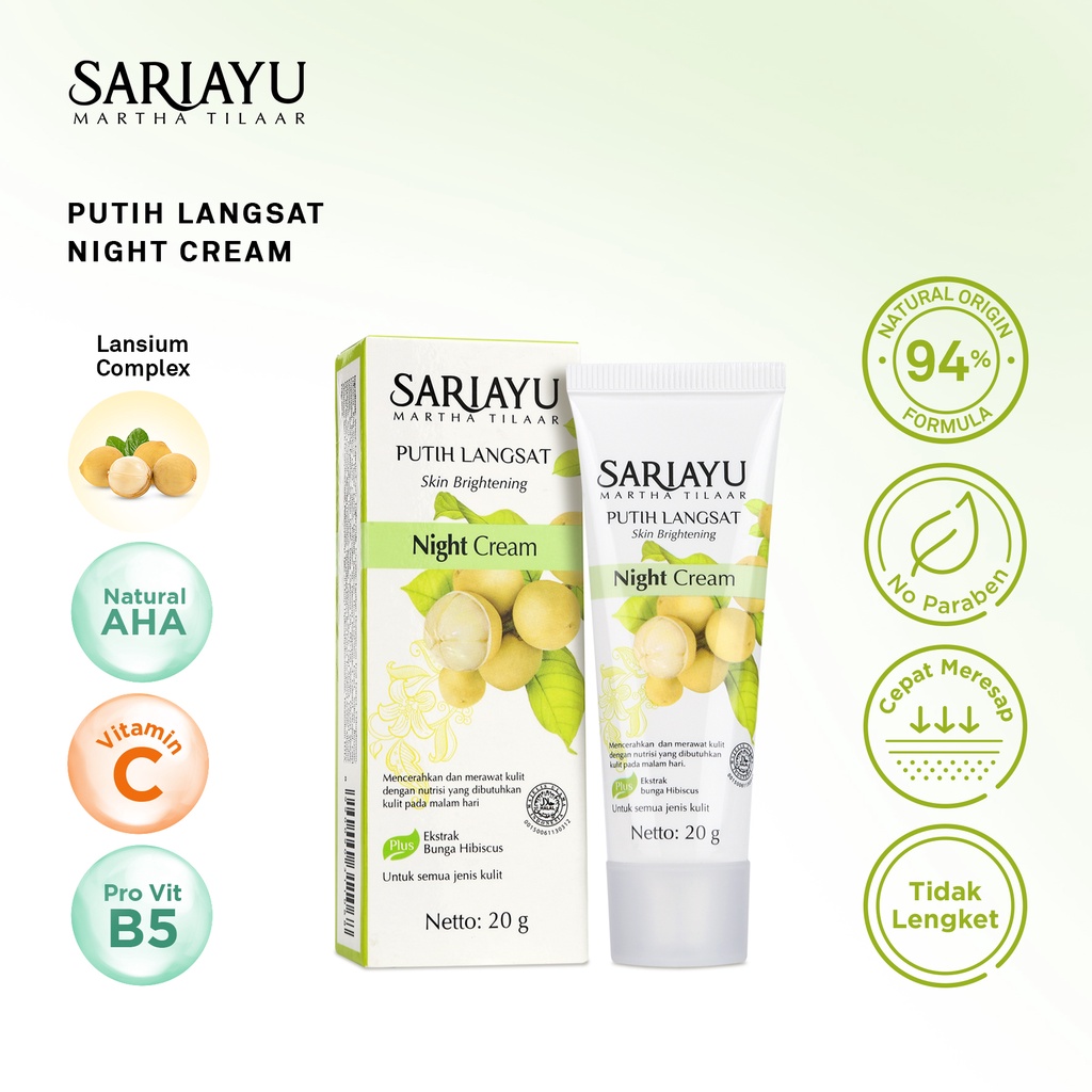 ★ BB ★ Sariayu Putih Langsat Night Cream 20gr - Sari Ayu