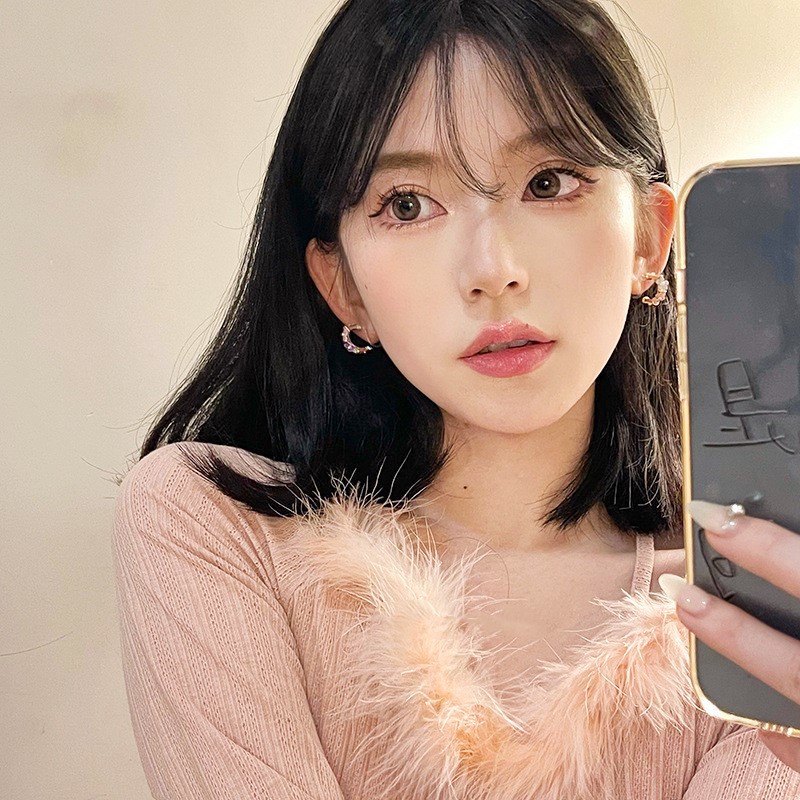 Anting Tusuk Gantung Desain Bunga Hias Sequin Warna Kontras Gaya Koreatrendy Untuk Wanita