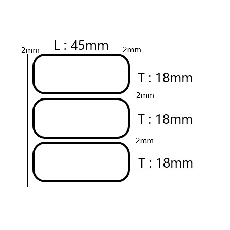 

Thermal TOP 45x18mm 1Line 1000pcs Gap 2mm Core 1 Inchi / Label Sticker Barcode