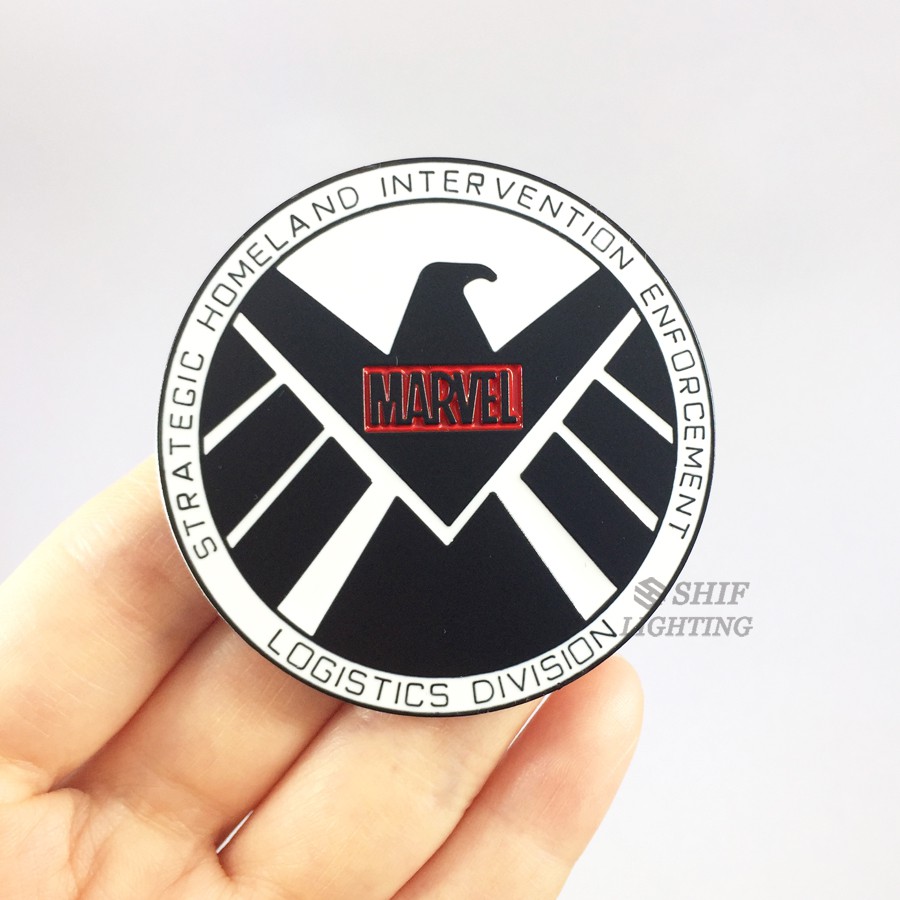 1Pc Stiker Emblem Logo Motor Marvel Hero s.h.i.e.l.d Logo Bahan Metal untuk Mobil