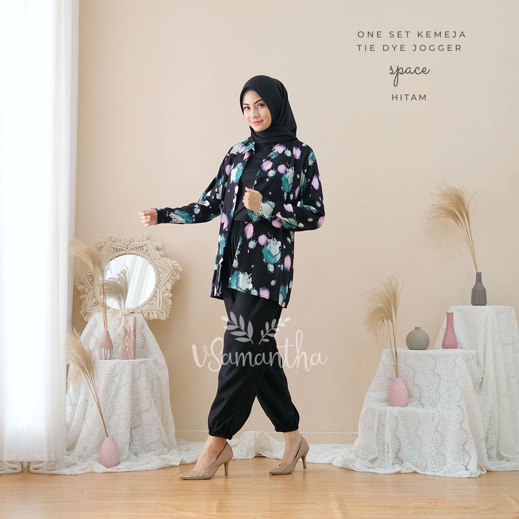 Pajamas Set Kemeja Tie Dye Jogger