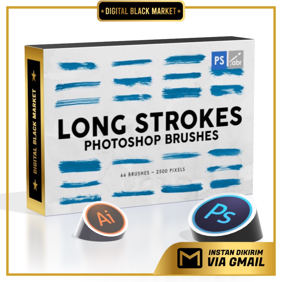 66 Long Ink Strokes - Photoshop Stamp Brushes