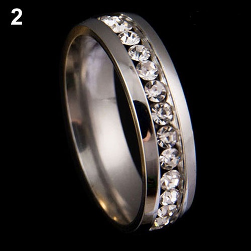 Cincin Berlian Imitasi Bahan Titanium Steel Untuk Pria Dan Wanita