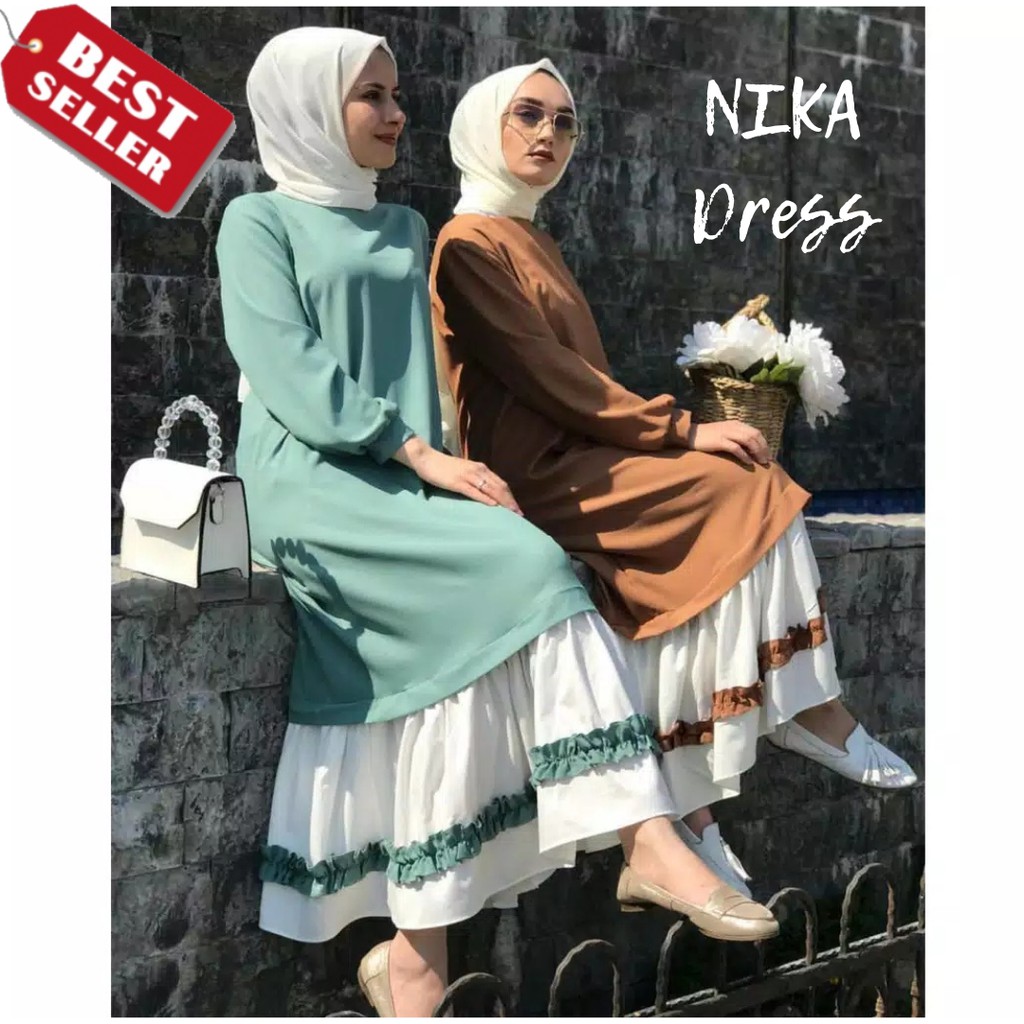 TERLARIS / NIKA DRESS / Grosir Gamis Hijab Dress Murah Wanita Muslim Nika / Baju kekinian