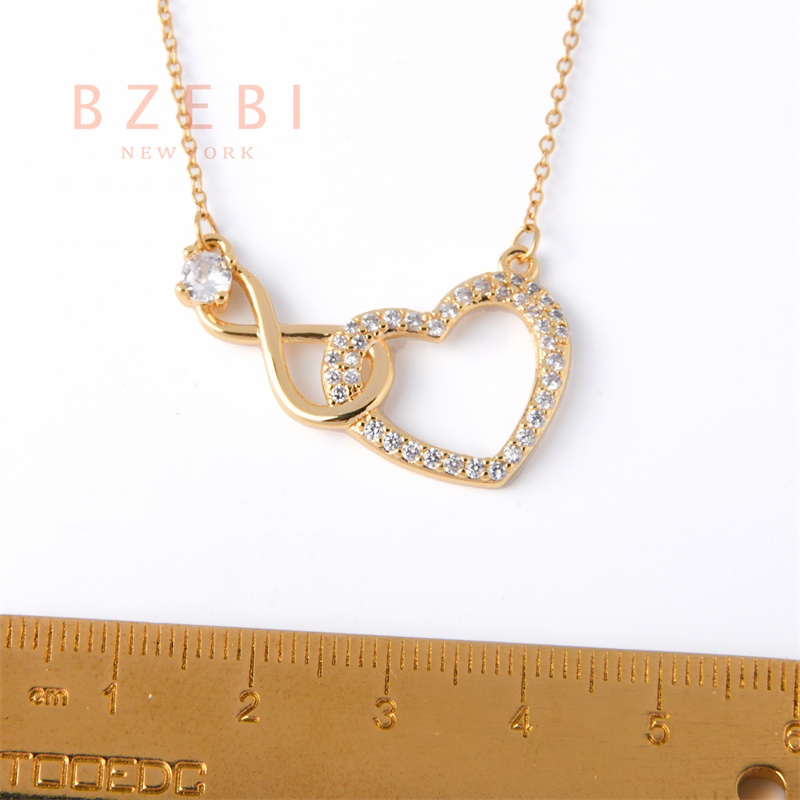 Bzebi Kalung Rantai Emas 18k Liontin Hati Adjustable Untuk Wanita 880n