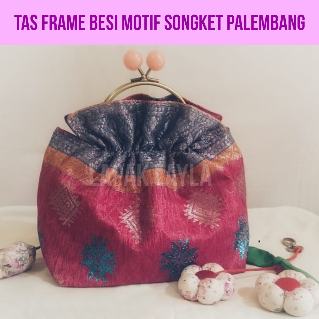 TAS FRAME BESI MOTIF SONGKET PALEMBANG HANDMADE