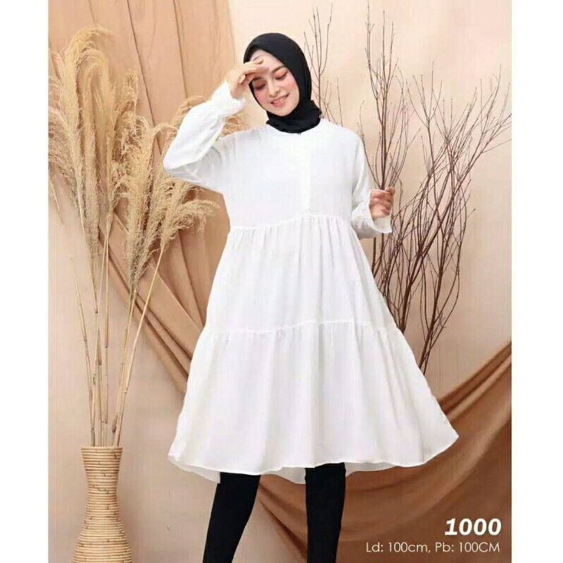 Tunik Polos Kancing Depan /Tunik Moscrepe /Blouse Murah