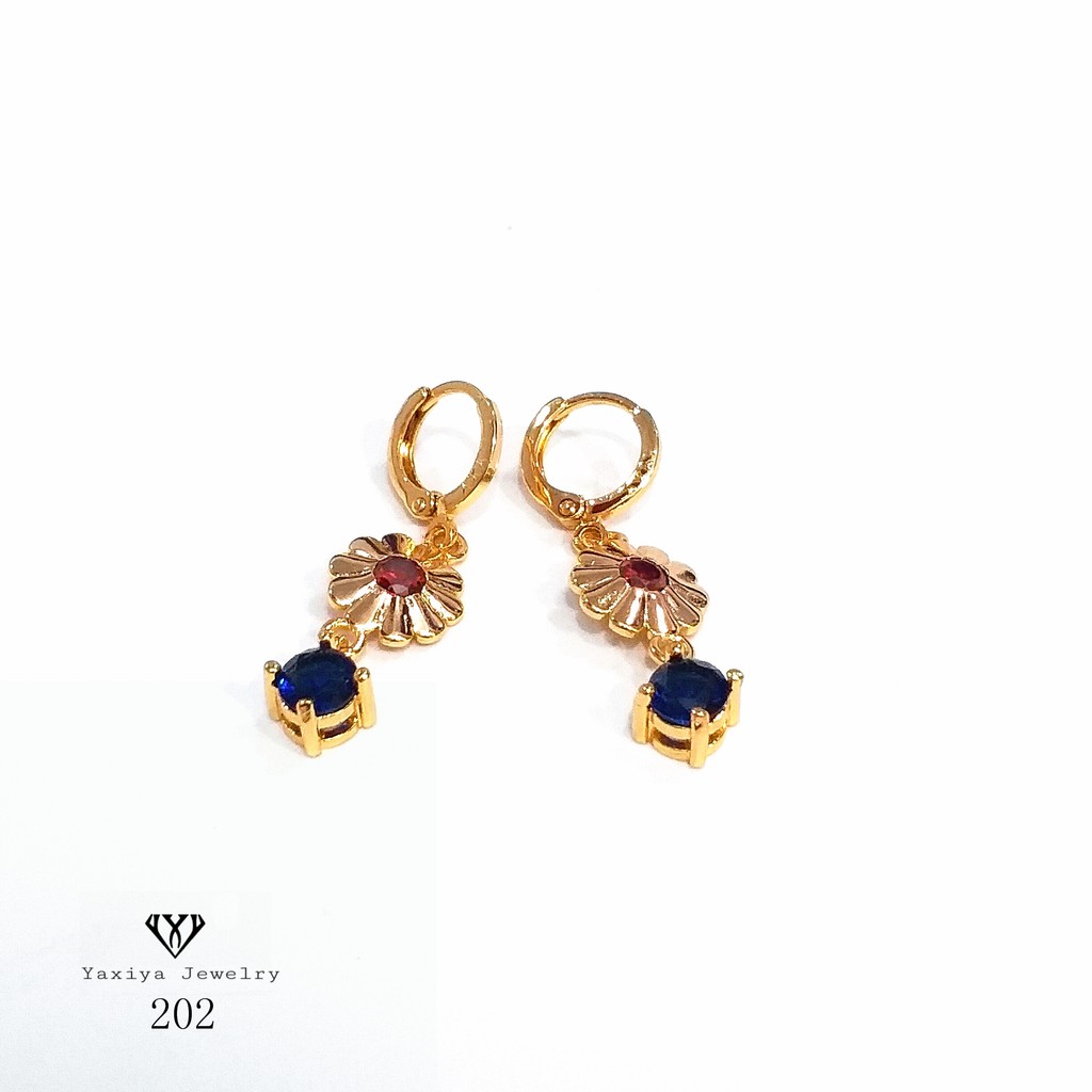 

Yaxiya Anting Permata Biru Perhiasan Lapis Emas 18K 202