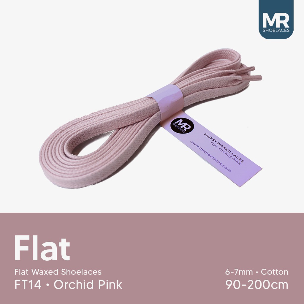 MR Shoelaces FT14 Orchid Pink - Tali Sepatu Lilin 6-7mm Gepeng Flat Pipih (Waxed Laces) 90cm 120cm 150cm 200cm - Premium Shoelace