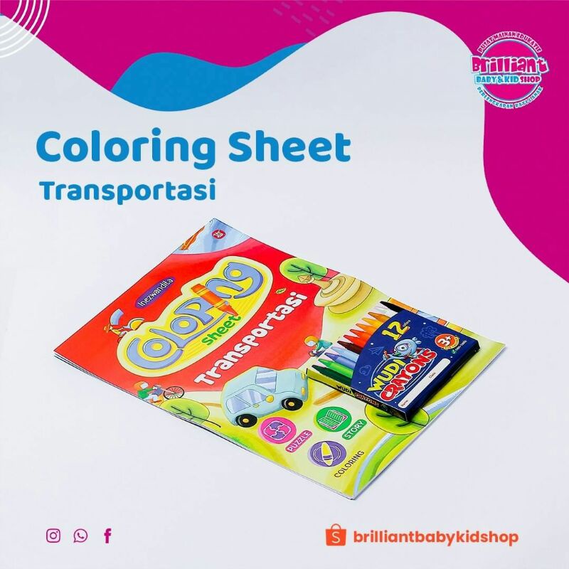 

Buku Coloring Sheet Transportasi Free Crayon Original