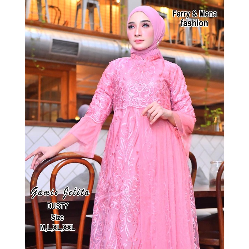 Kadai.baju / Gamis brukat tulle / Gamis pesta / Gamis Maxi Dress Size M L XL XXL / Kebaya modern