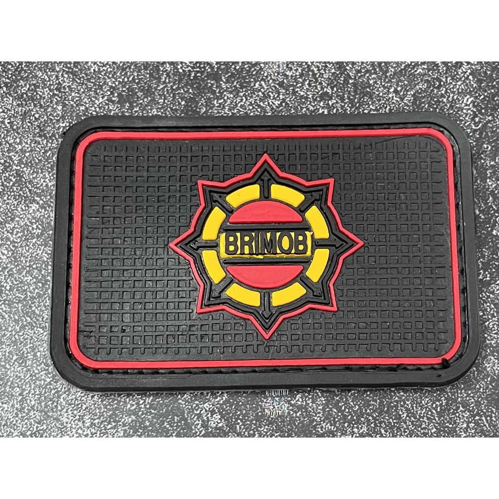 Patch Brimob Roda Gila (Kotak)- Patch Velcro Brimob - Prepetan Brimob - Velcro Karet