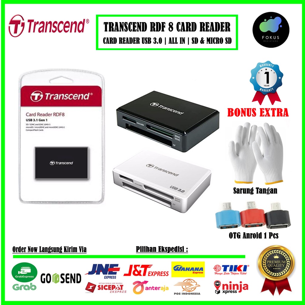 Transcend Card Reader RDF 8 Memory Card All In One USB 3.0 - 001