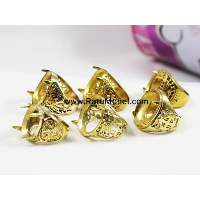Emban Cincin Akik Kuningan Mix Motif