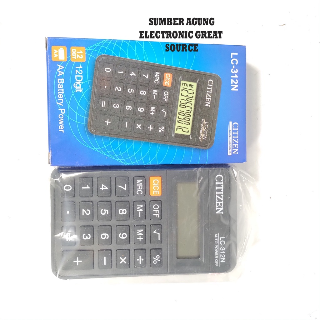 Citizen LC312N LC312 Kalkulator Pocket Mini Kecil Portable 12 Digit Baterai AA