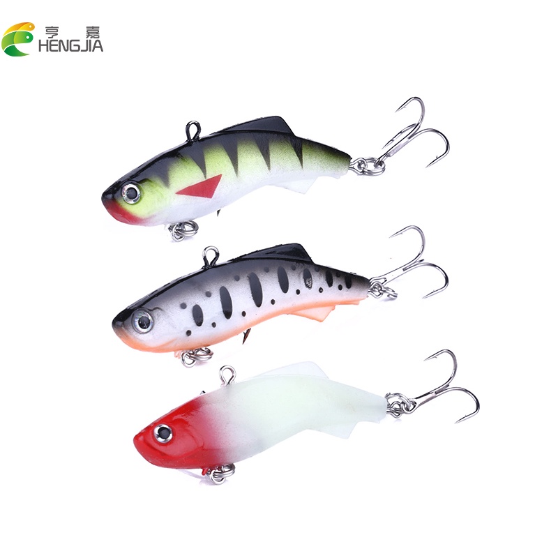 Hengjia 3pcs / Lot Umpan Pancing Tiruan Bentuk Ikan 7.5cm / 17.2g Bahan Silikon