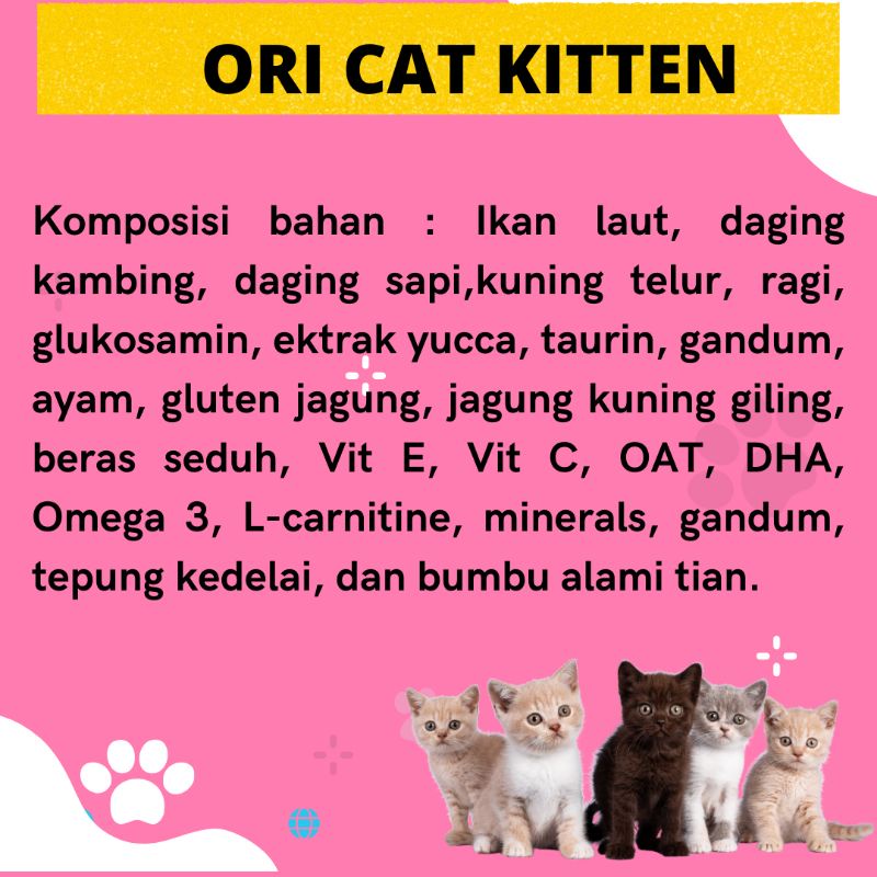 ORI Cat Kitten Makanan Kucing kitten 800 Gr