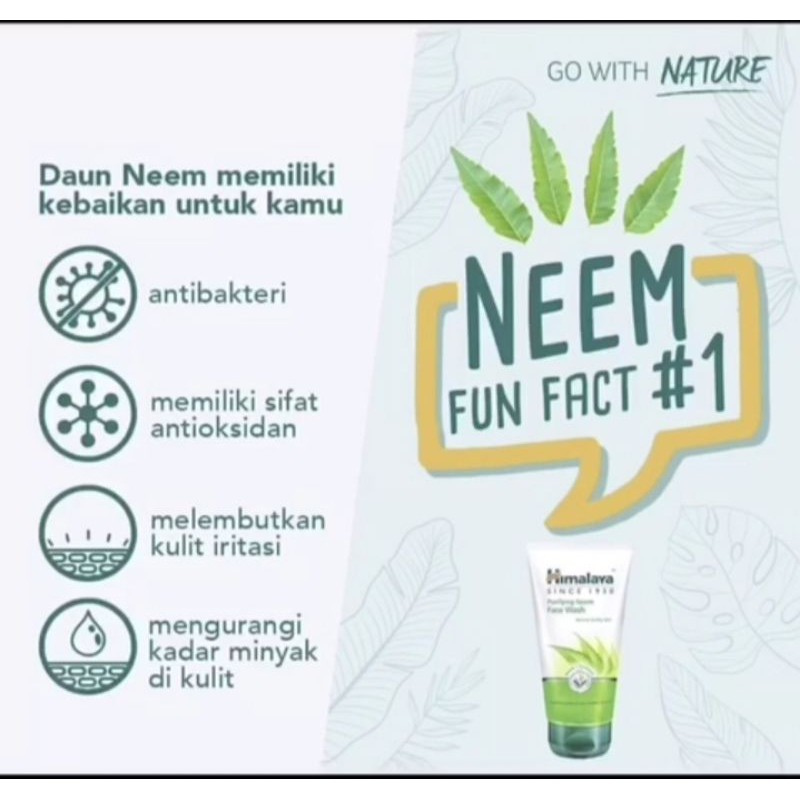 Himalaya herbal Purifying Neem Face Wash 50ml 100ml Sabun cuci Muka Jerawat