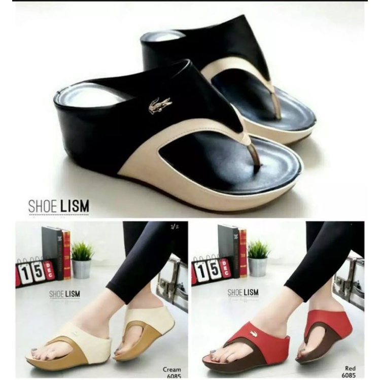 Sandal Wedges Crocodile Wanita