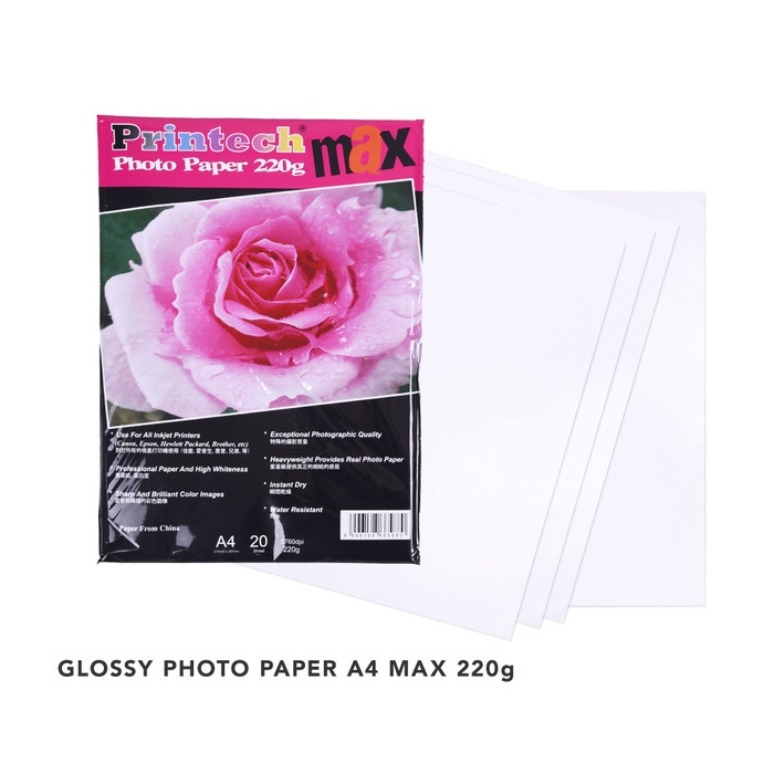 

Senikertas- Kertas Foto / Photo Paper Printech Glossy Max A4 220G -Kertas-Seni.