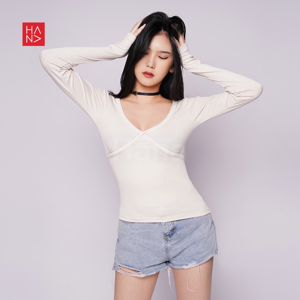 HanaFashion JKT - Nessie Top Knit Long Sleeve Atasan Casual Wanita Lengan Panjang - TS427