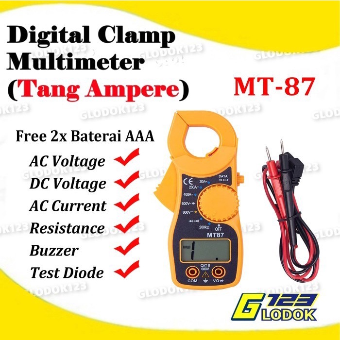 Multimeter Digital Multitester Avometer Tang Ampere Volt Clamp Listrik