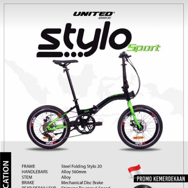 Sepeda Lipat Folding Bike United Stylo DB Sport 16 Inch 6 Speed Disc Brake-4