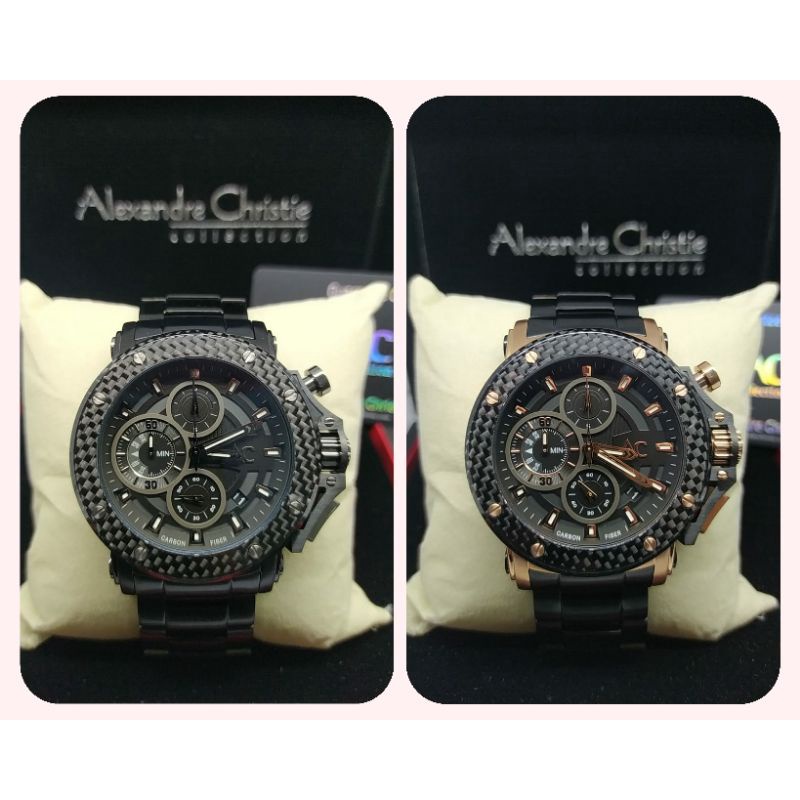 Jam tangan Pria Alexandre Christie Collection Carbon 9205 AC9205 AC 9205 ORIGINAL Tali Besi / Stainl