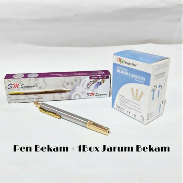 Peralatan Bekam Lancing Device Pen Bekam Sammora Stainless Dan Lancet Jarum Bekam 1 Kotak