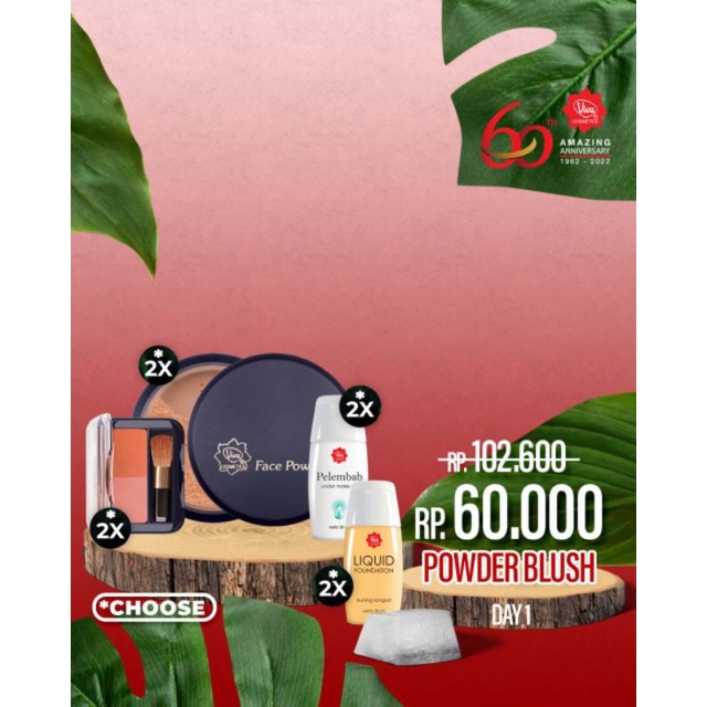Paket 2 Viva Blush On 2 Pelembab 2 Face Powder 2 Liquid Foundation