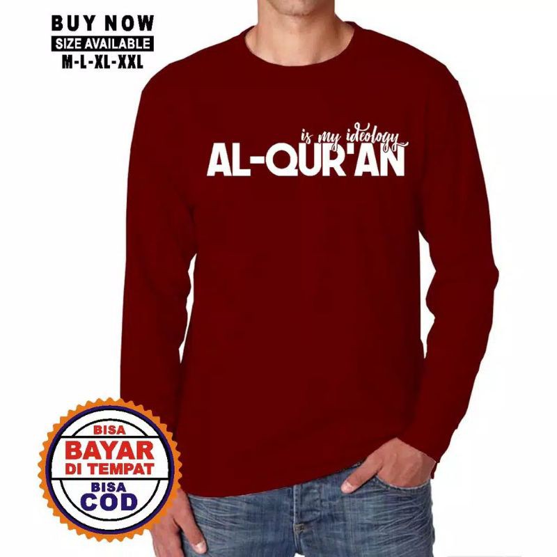 Kaos Dakwah Islami / Kaos Muslim / Pakaian Pria / T-Shirt / Kaos Lengan Panjang AL-QUR'AN L/XL/XXL-4