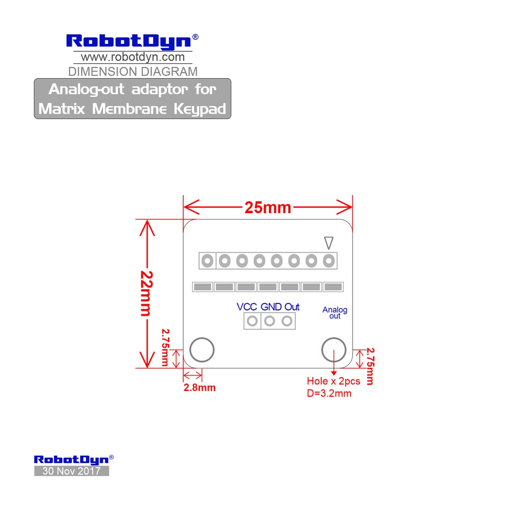 RobotDyn adaptor analog out for matrix membrane keypad original