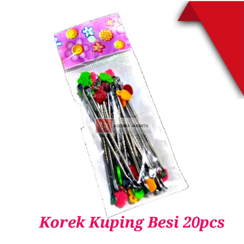 Korek kuping Besi Variasi anting love isi 20pcs