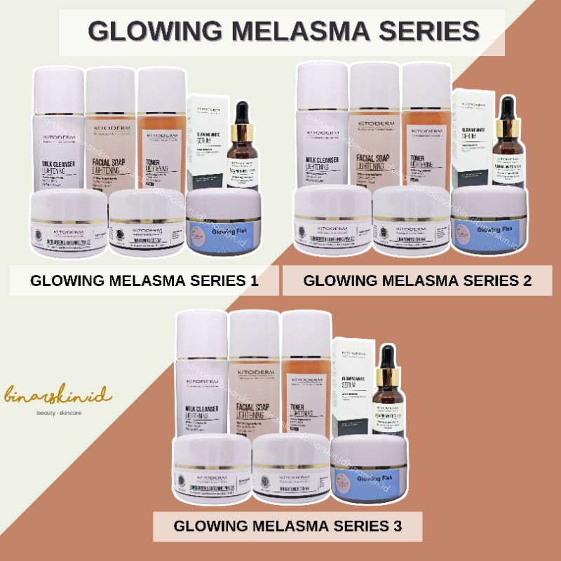 ❤ BINARSKIN ❤ GLOWING MELASMA SERIES Paket Skincare Menghilangkan Flek Hitam Kitoderm