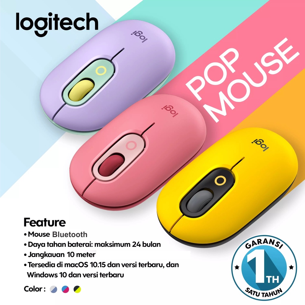 Logitech POP Mouse Bluetooth Silent With Emoji Original