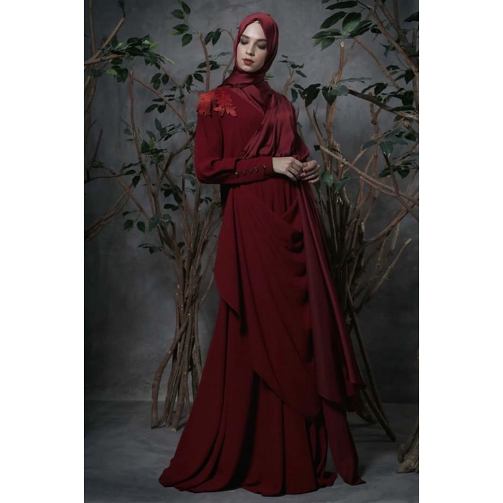 Gamis Syar'i Premium Motif Hawa MV - MH GDS RED