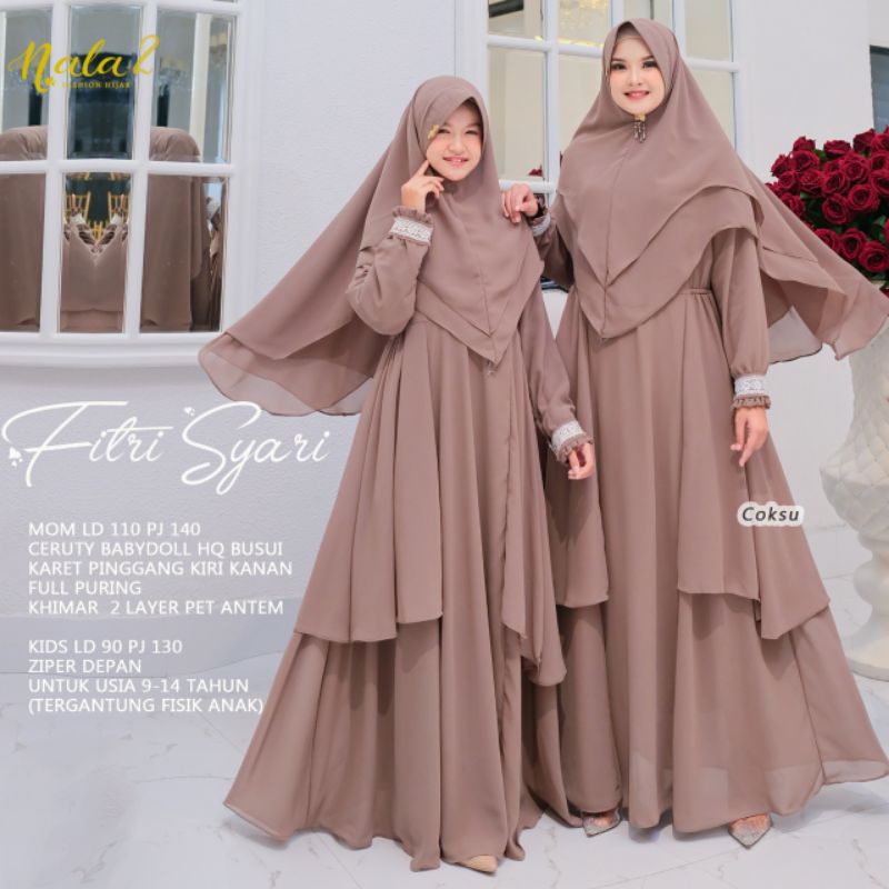 Riva Fashion Fitri Syari Gamis Couple Ibu dan Anak Gamis Couple Syari Mom & Kids LD 90 LD 110